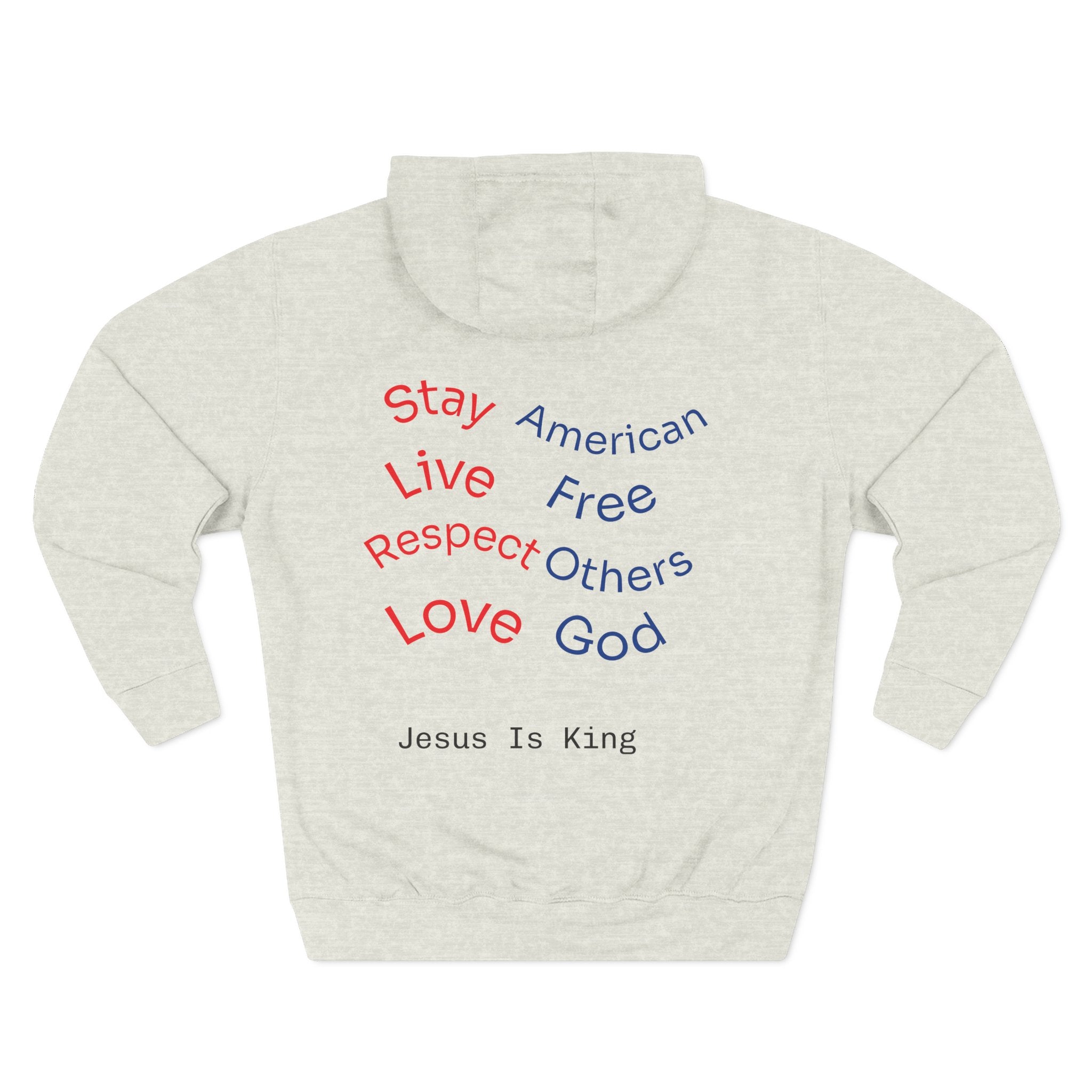 Three-Panel Freedom Hoodie - Inspirational Fleece Sweatshirt, God, Love, American Pride Apparel, Comfort Wear