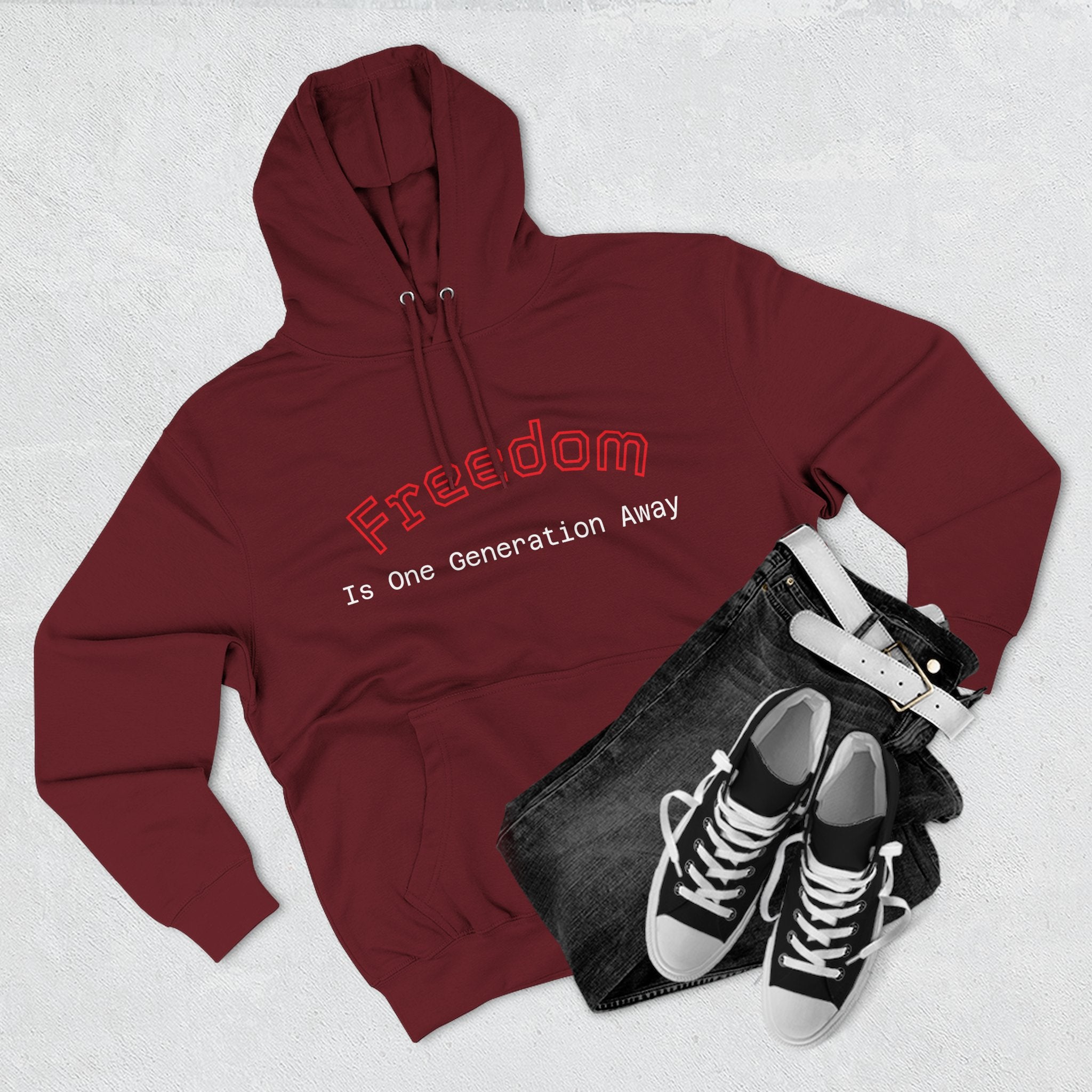 Three-Panel Freedom Hoodie - Inspirational Fleece Sweatshirt, God, Love, American Pride Apparel, Comfort Wear