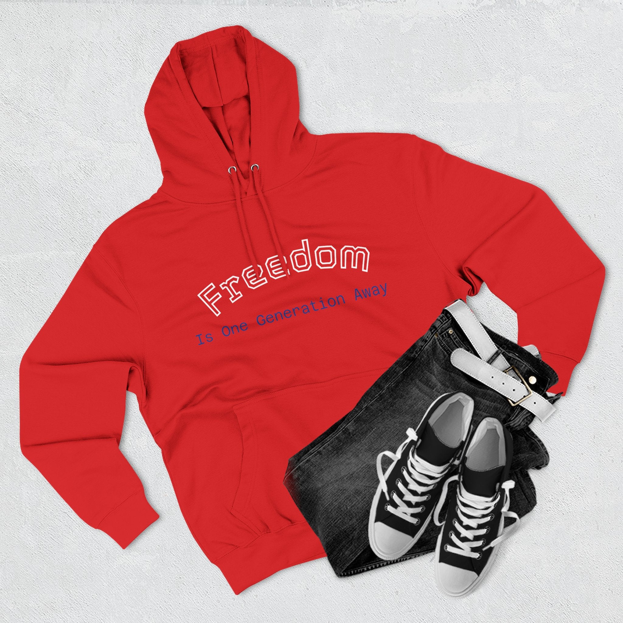 Three-Panel Freedom Hoodie - Inspirational Fleece Sweatshirt, God, Love, American Pride Apparel, Comfort Wear
