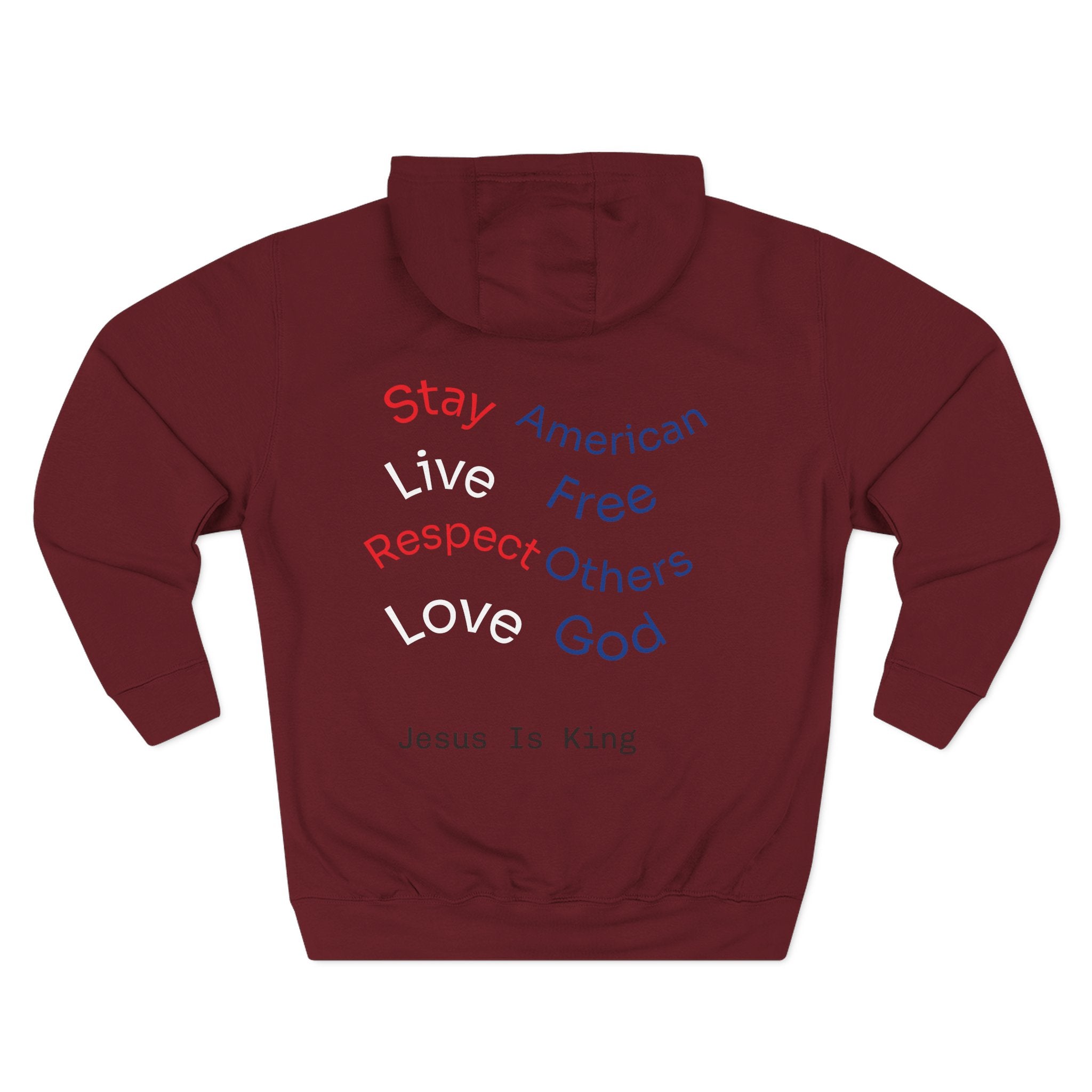 Three-Panel Freedom Hoodie - Inspirational Fleece Sweatshirt, God, Love, American Pride Apparel, Comfort Wear