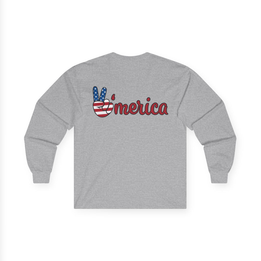 Christian & Patriotic Long Sleeve Tee - Jesus is King, 4th of July Gift, Casual Wear, Unisex Shirt, Peace Symbol Tee
