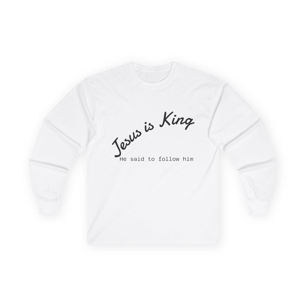 Christian & Patriotic Long Sleeve Tee - Jesus is King, 4th of July Gift, Casual Wear, Unisex Shirt, Peace Symbol Tee