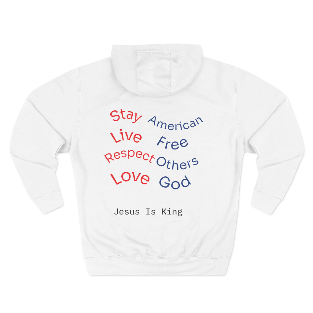 Three-Panel Freedom Hoodie - Inspirational Fleece Sweatshirt, God, Love, American Pride Apparel, Comfort Wear