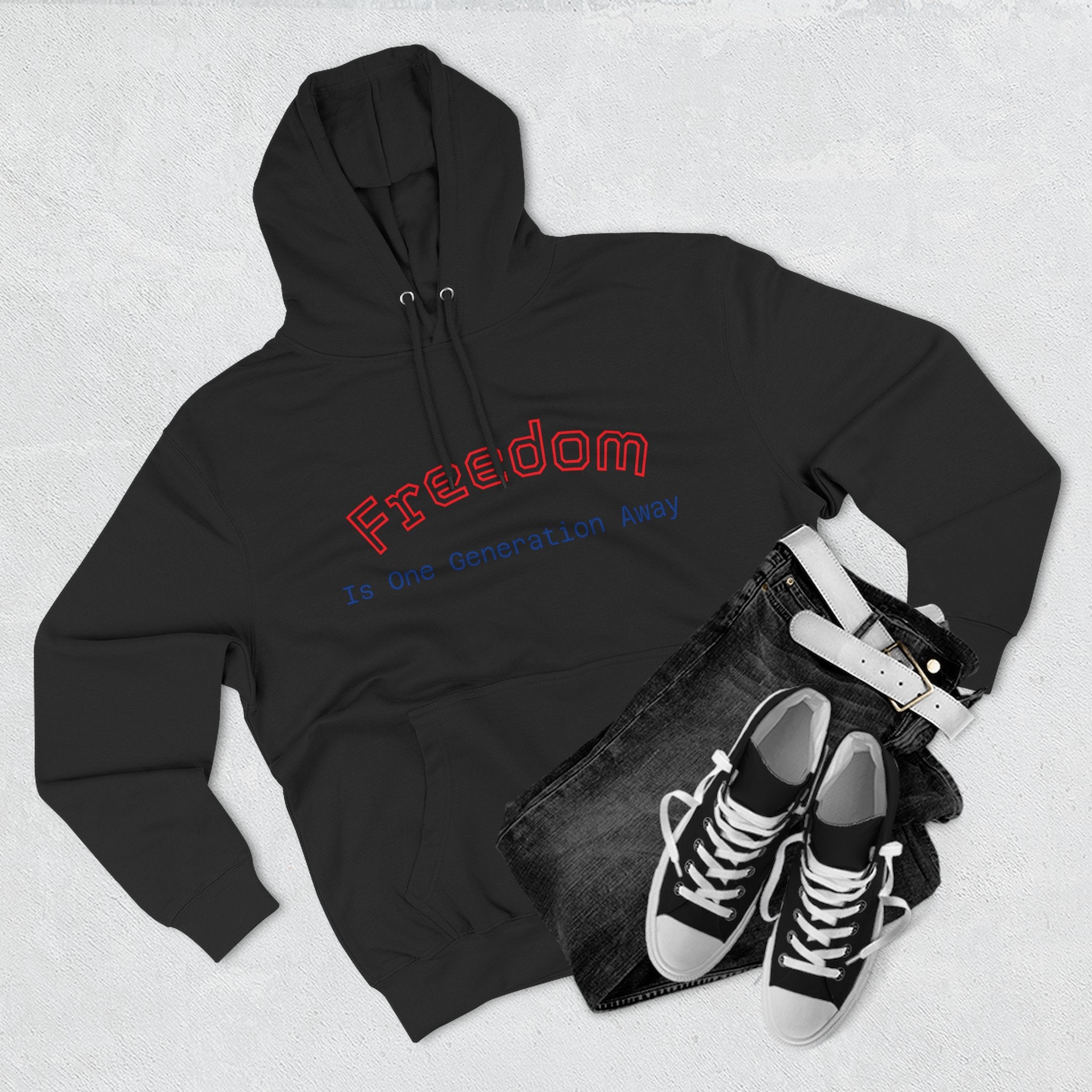 Three-Panel Freedom Hoodie - Inspirational Fleece Sweatshirt, God, Love, American Pride Apparel, Comfort Wear