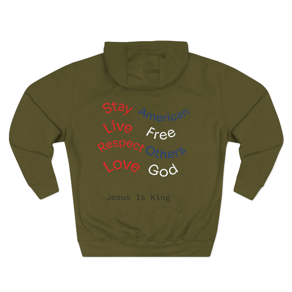Three-Panel Freedom Hoodie - Inspirational Fleece Sweatshirt, God, Love, American Pride Apparel, Comfort Wear