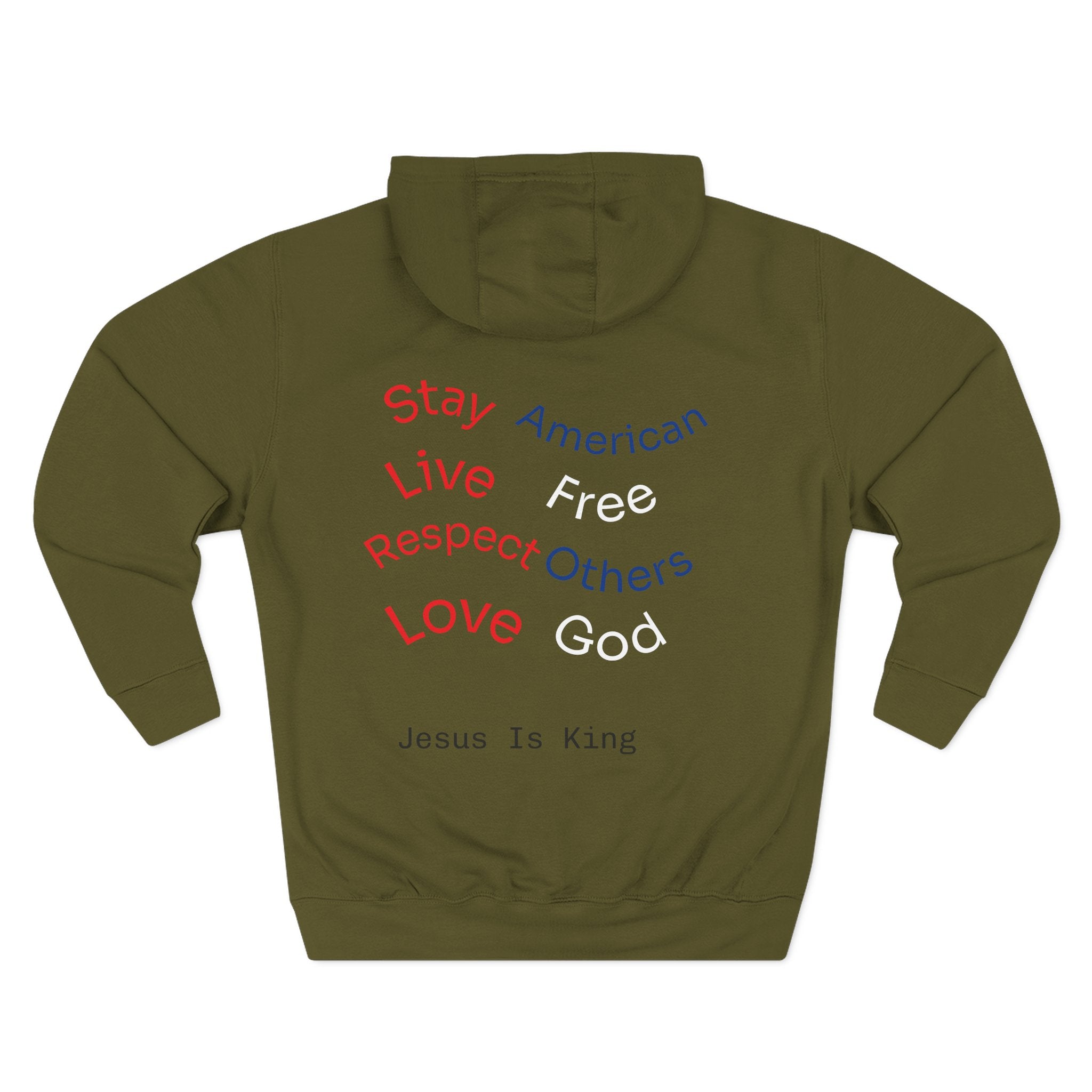 Three-Panel Freedom Hoodie - Inspirational Fleece Sweatshirt, God, Love, American Pride Apparel, Comfort Wear