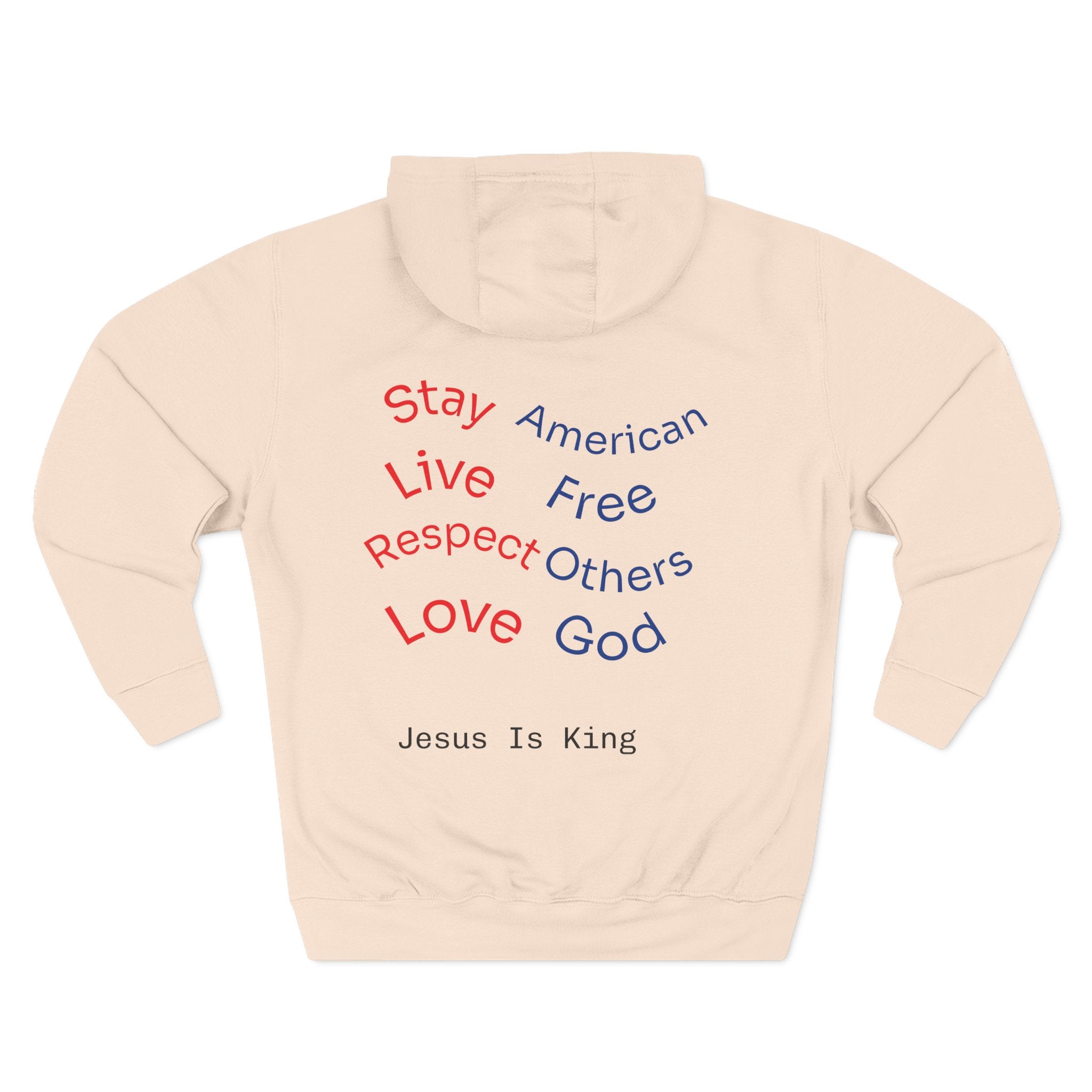 Three-Panel Freedom Hoodie - Inspirational Fleece Sweatshirt, God, Love, American Pride Apparel, Comfort Wear