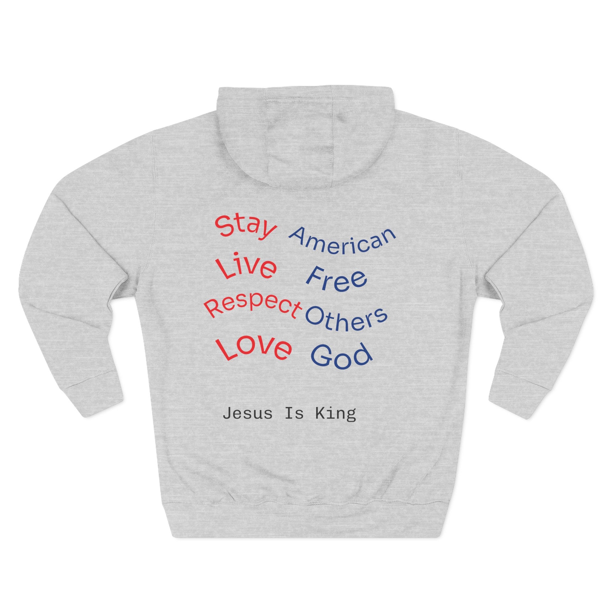 Three-Panel Freedom Hoodie - Inspirational Fleece Sweatshirt, God, Love, American Pride Apparel, Comfort Wear