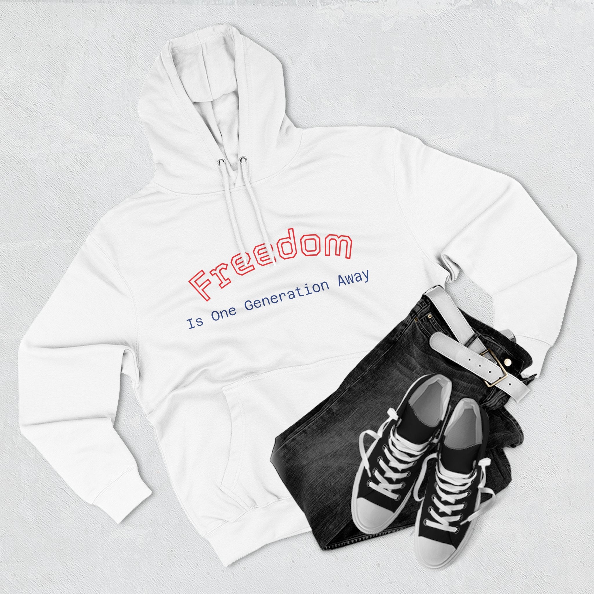 Three-Panel Freedom Hoodie - Inspirational Fleece Sweatshirt, God, Love, American Pride Apparel, Comfort Wear