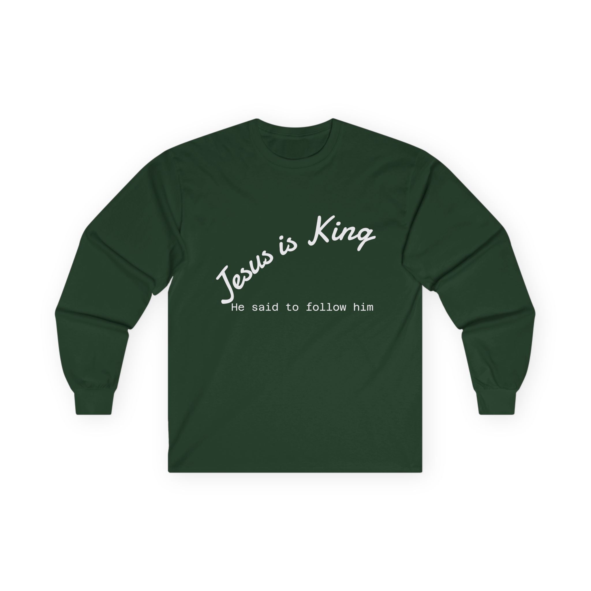 Christian & Patriotic Long Sleeve Tee - Jesus is King, 4th of July Gift, Casual Wear, Unisex Shirt, Peace Symbol Tee