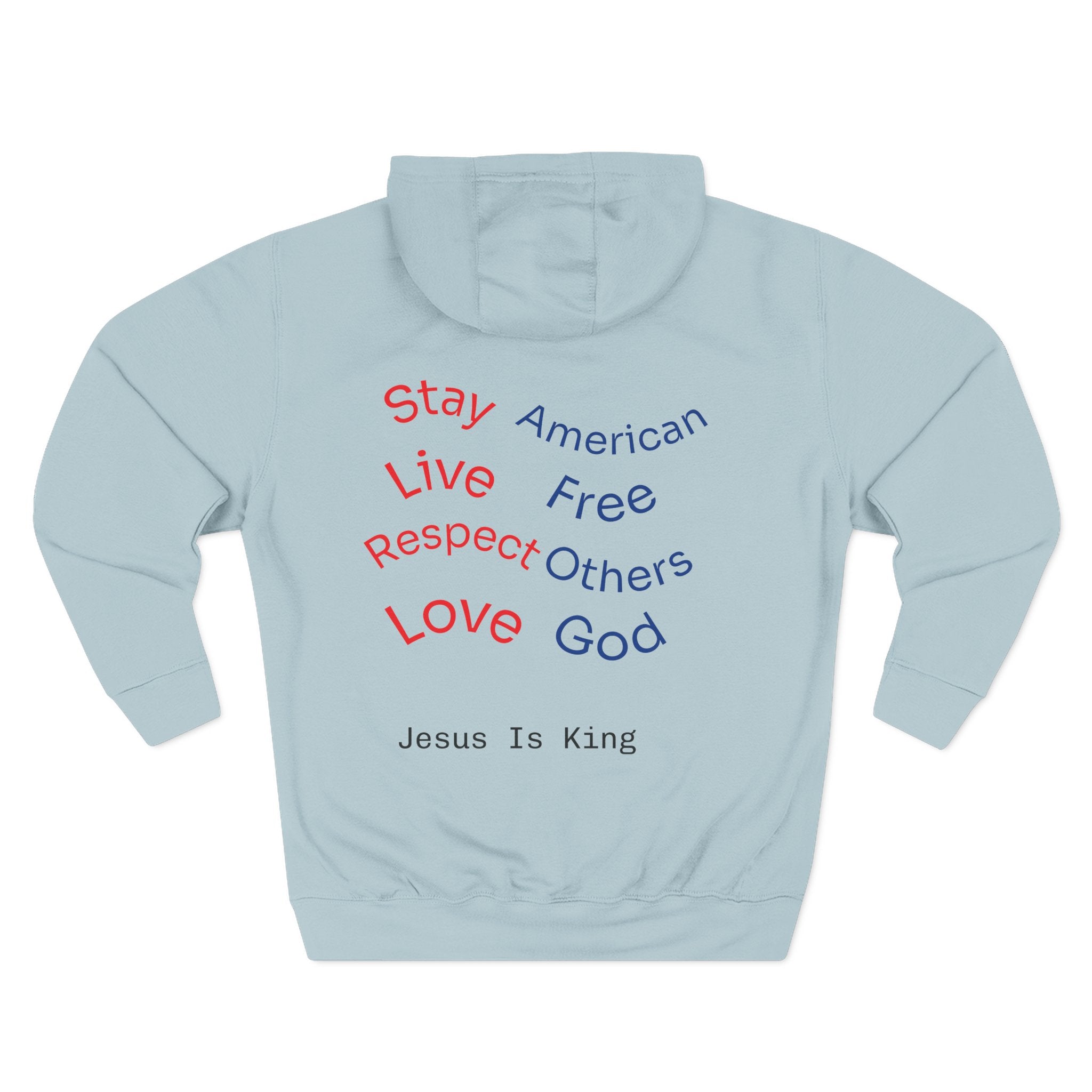 Three-Panel Freedom Hoodie - Inspirational Fleece Sweatshirt, God, Love, American Pride Apparel, Comfort Wear