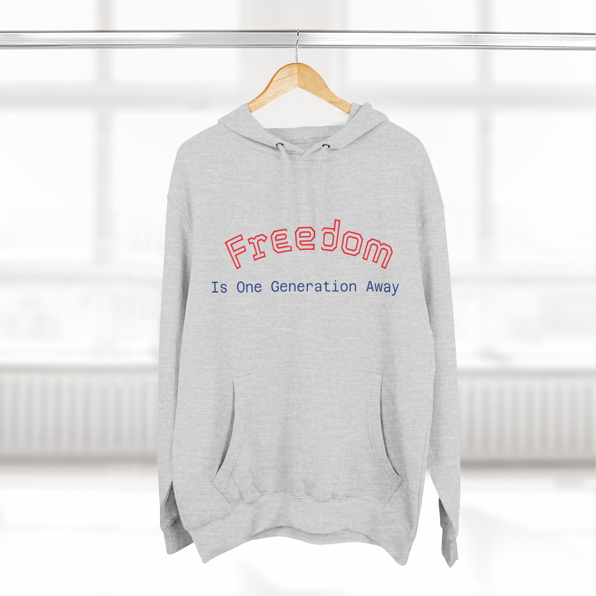 Three-Panel Freedom Hoodie - Inspirational Fleece Sweatshirt, God, Love, American Pride Apparel, Comfort Wear
