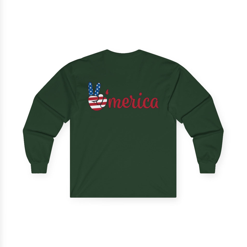 Christian & Patriotic Long Sleeve Tee - Jesus is King, 4th of July Gift, Casual Wear, Unisex Shirt, Peace Symbol Tee