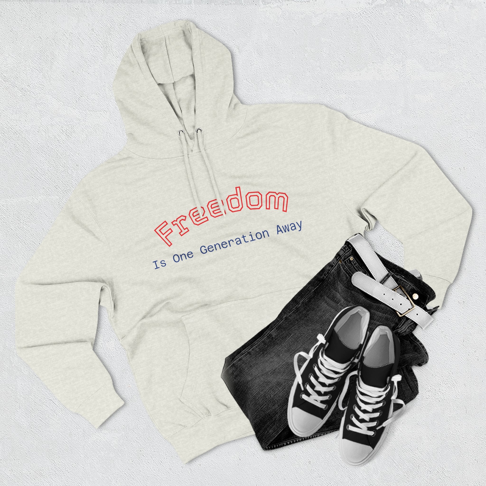 Three-Panel Freedom Hoodie - Inspirational Fleece Sweatshirt, God, Love, American Pride Apparel, Comfort Wear