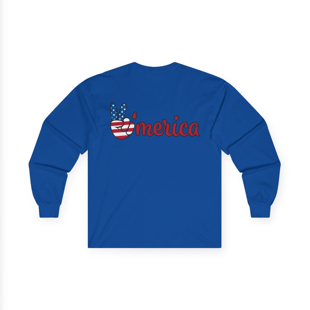Christian & Patriotic Long Sleeve Tee - Jesus is King, 4th of July Gift, Casual Wear, Unisex Shirt, Peace Symbol Tee