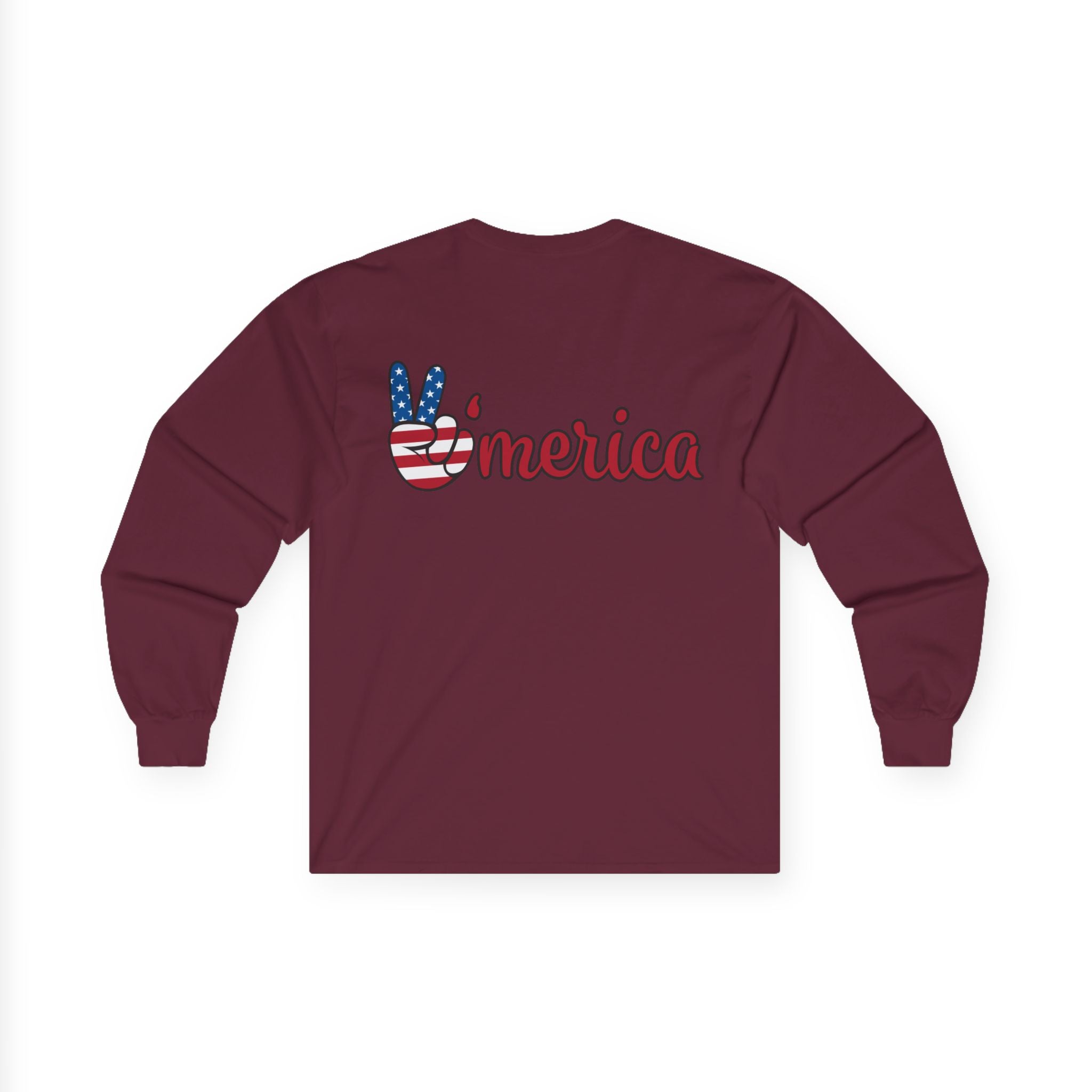 Christian & Patriotic Long Sleeve Tee - Jesus is King, 4th of July Gift, Casual Wear, Unisex Shirt, Peace Symbol Tee