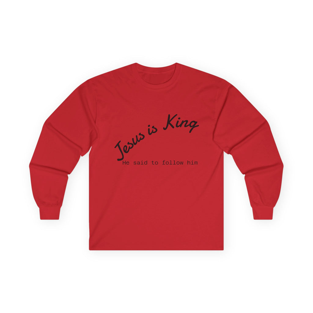 Christian & Patriotic Long Sleeve Tee - Jesus is King, 4th of July Gift, Casual Wear, Unisex Shirt, Peace Symbol Tee
