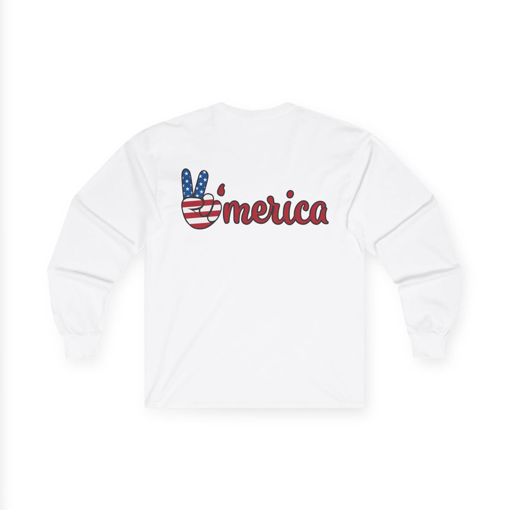 Christian & Patriotic Long Sleeve Tee - Jesus is King, 4th of July Gift, Casual Wear, Unisex Shirt, Peace Symbol Tee